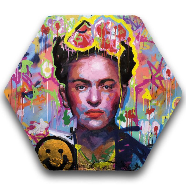 Hexagon leisteen pop art 047