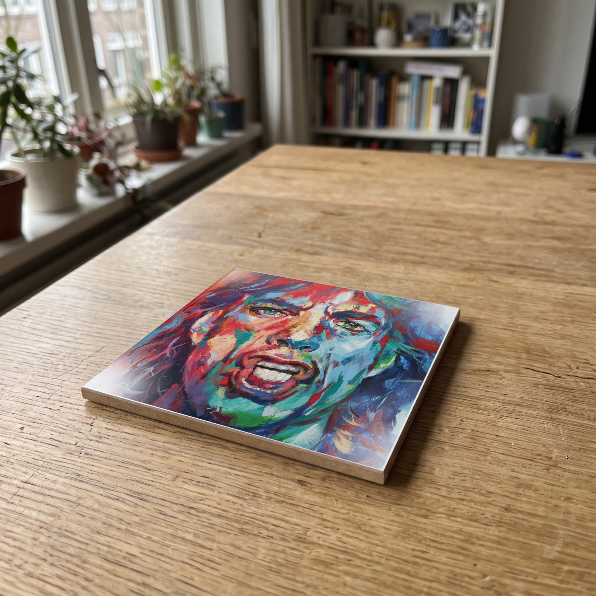 Film Muziek Popart - 010, gedrukt op een houten onderzetter