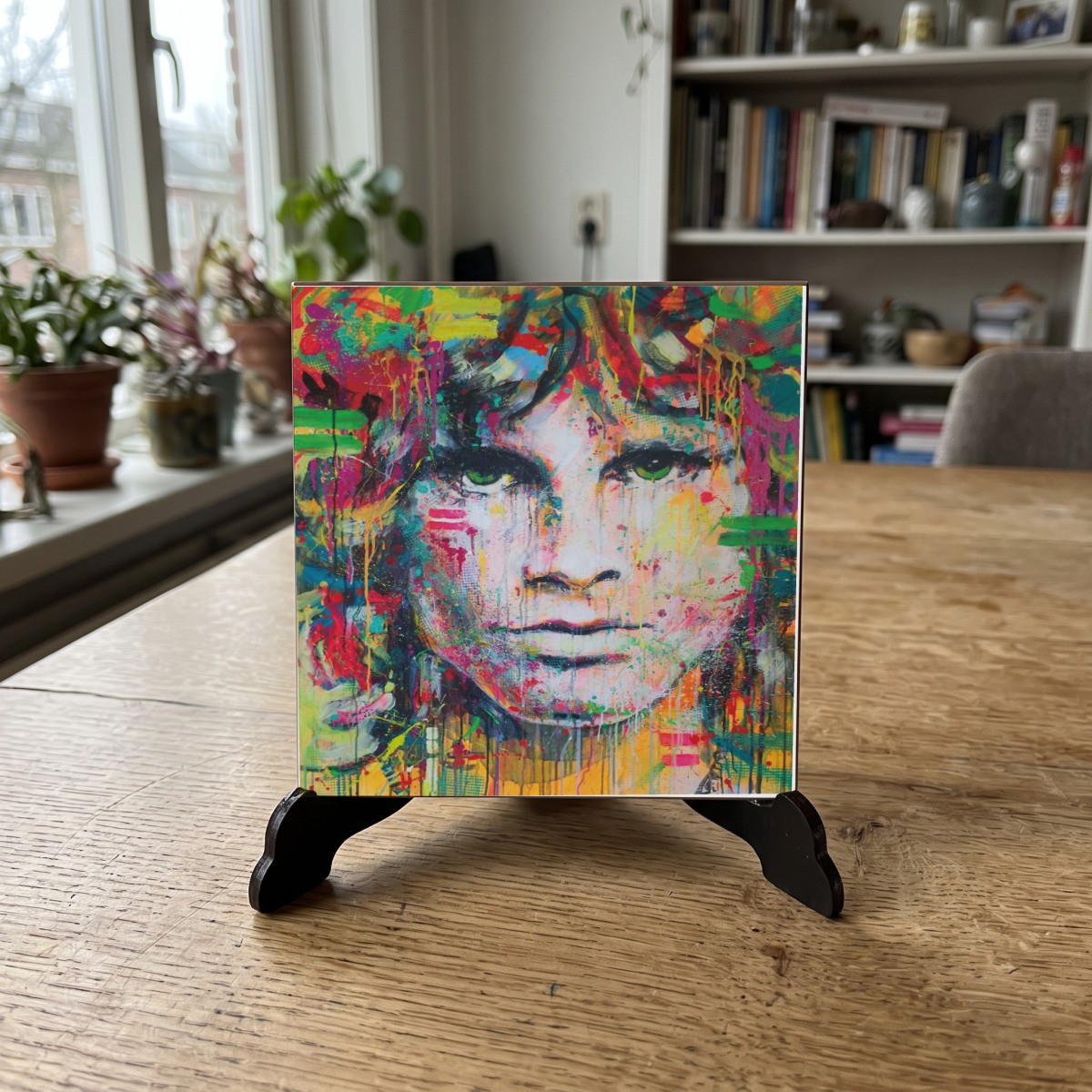 Film Muziek Popart - 051, houten onderzetter op de standaard (de standaard is apart verkrijgbaar)