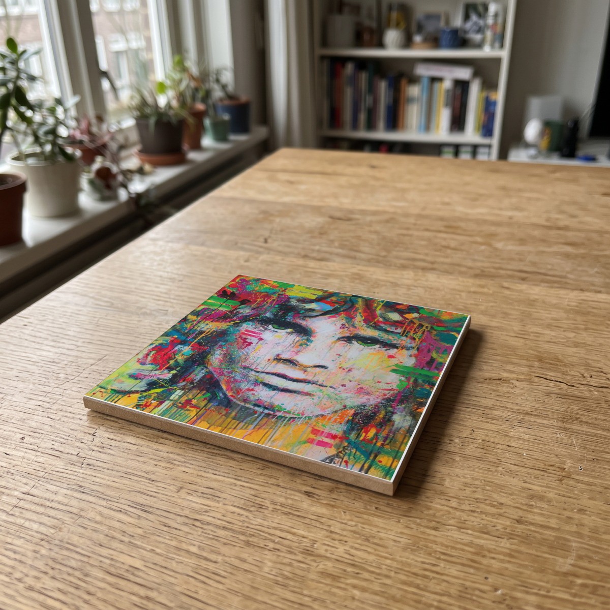 Film Muziek Popart - 051, gedrukt op een houten onderzetter