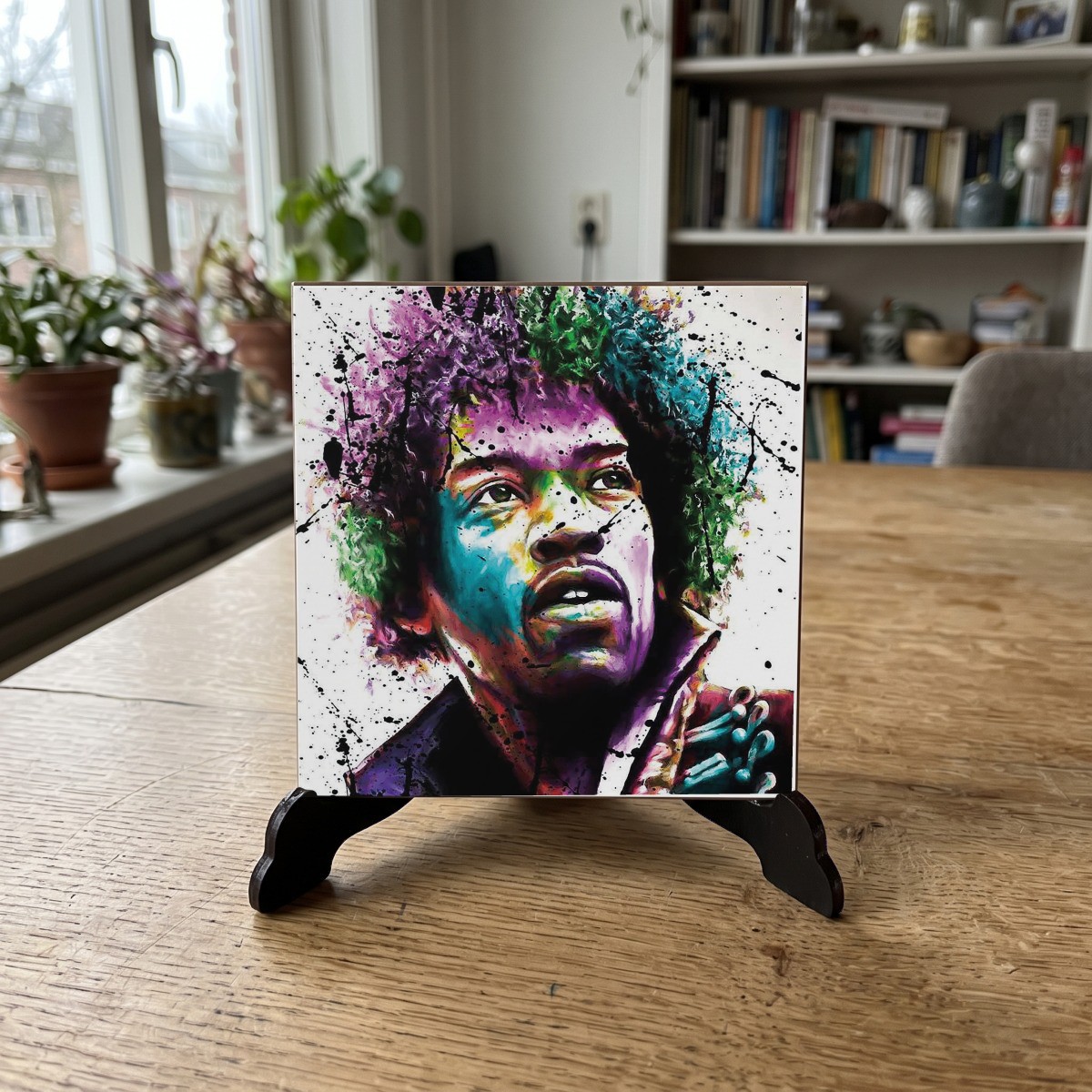 Film Muziek Popart - 053, houten onderzetter op de standaard (de standaard is apart verkrijgbaar)