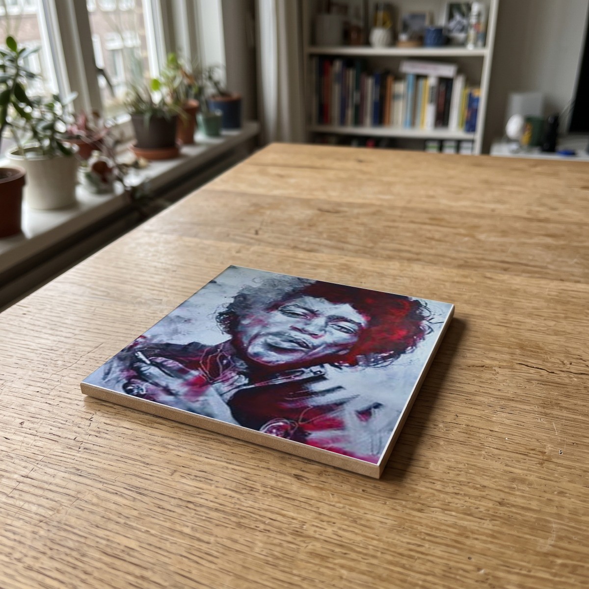Film Muziek Popart - 054, gedrukt op een houten onderzetter