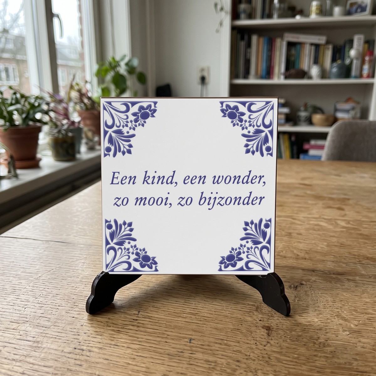 Nederlands Delftsblauw 010, houten onderzetter op de standaard (de standaard is apart verkrijgbaar)