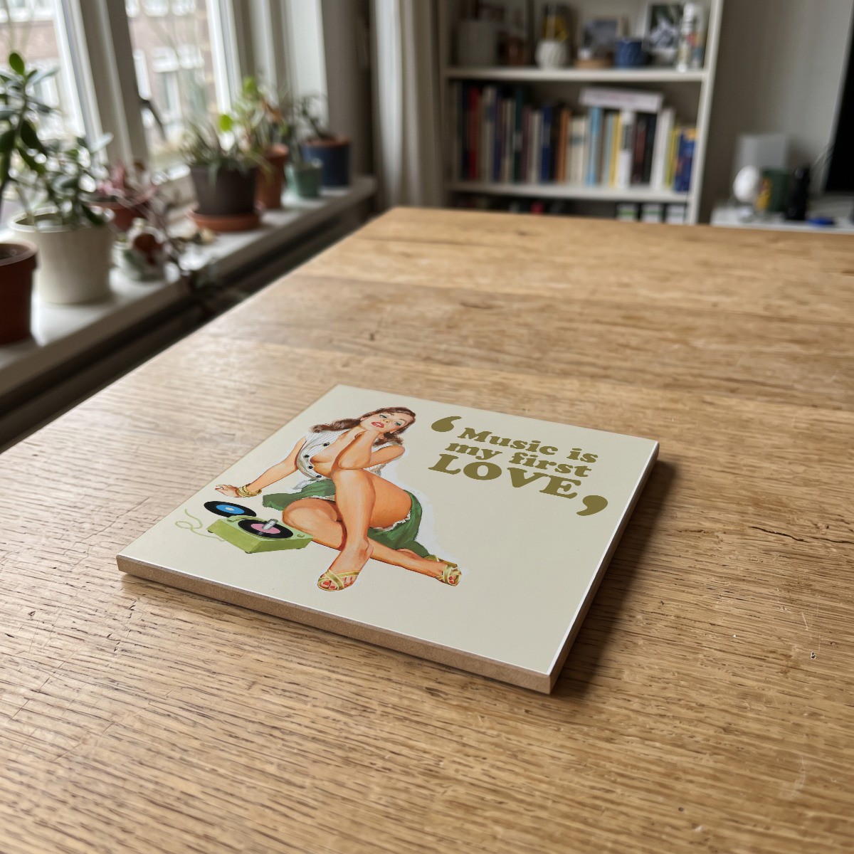 Vintage kleur - 06, gedrukt op een houten onderzetter