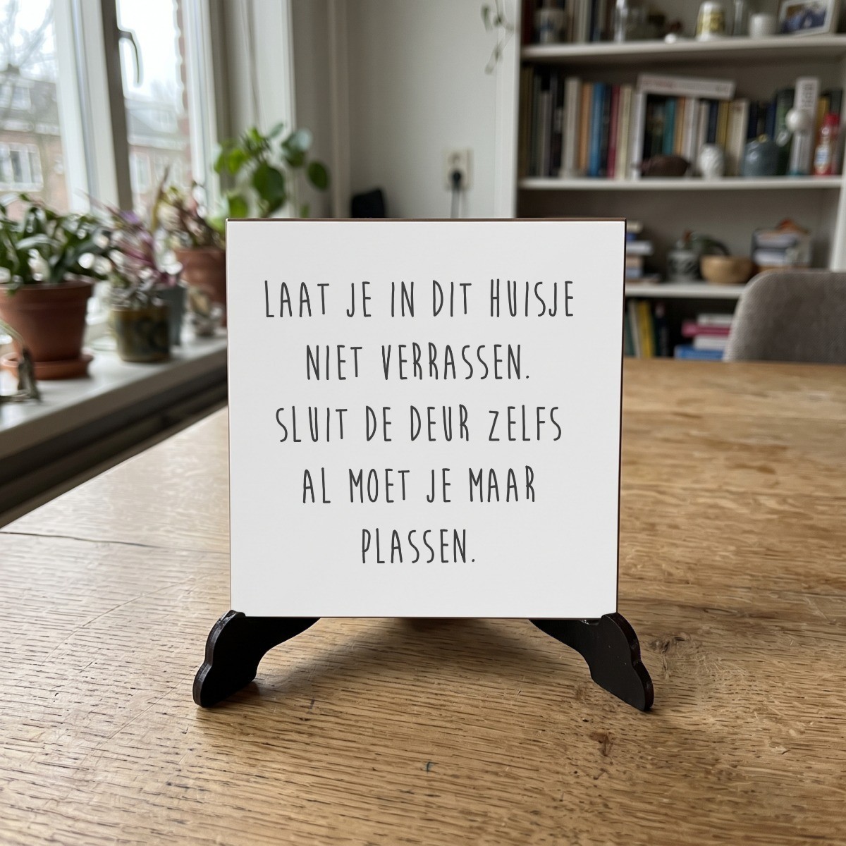 WC quote wit 055, houten onderzetter op de standaard (de standaard is apart verkrijgbaar)