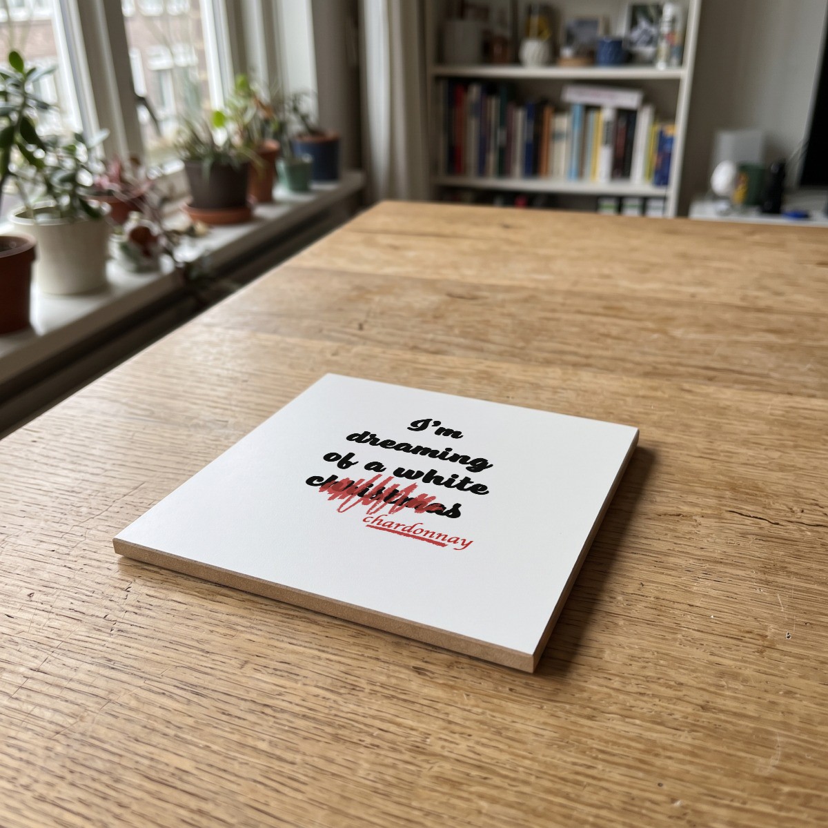 Kerst'20 - 01, gedrukt op een houten onderzetter